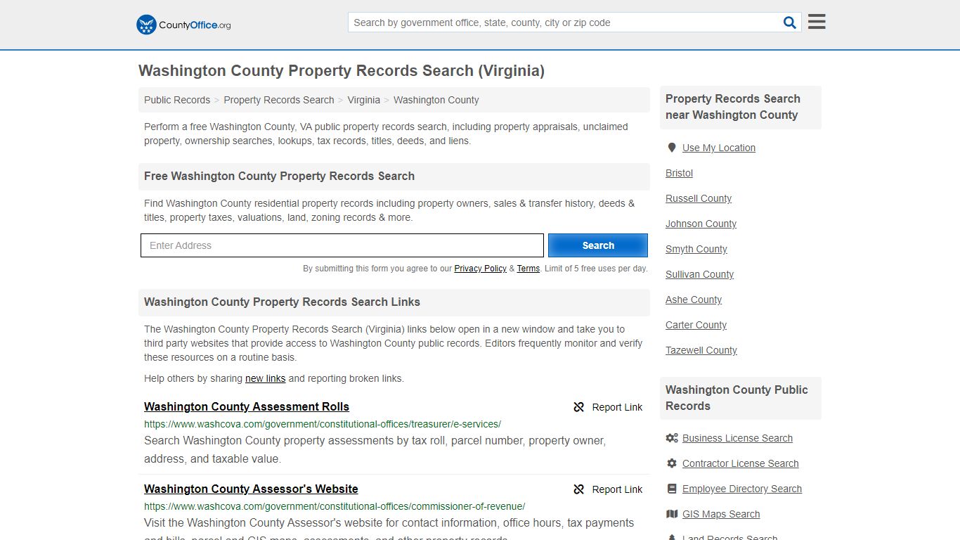 Washington County Property Records Search (Virginia) - County Office