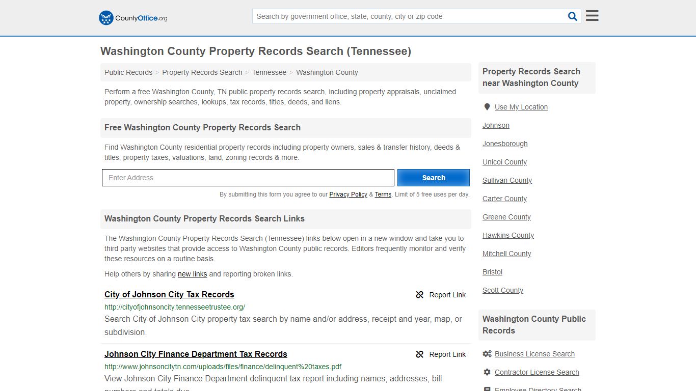 Washington County Property Records Search (Tennessee) - County Office